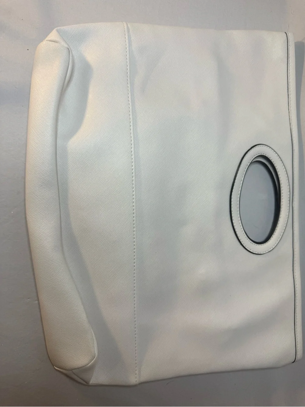 Nicole by Nicole Miller White Oval-Handle Cosmetic Clutch